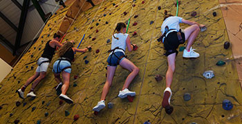 Climbing wall at Potters Resorts